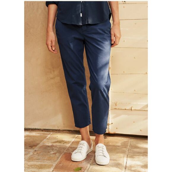 Frank & Eileen Wicklow Italian Chino Straight Cropped Pants Classic Navy Size 4